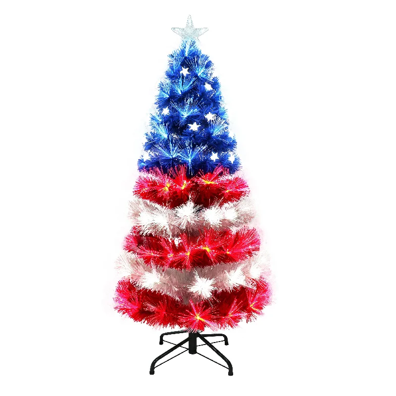 Christmas Pajamas Pre-Lit 4' Fiber Optic Patriotic Artificial Christmas Tree, Red/White/Blue Christmas Pajamas Pre-Lit 4' Fiber Optic Patriotic Artificial Christmas Tree, Red/White/Blue