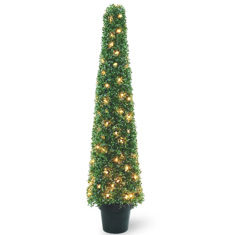 Christmas Caroling 48 in. Pre-Lit Artificial Mini Boxwood Square
