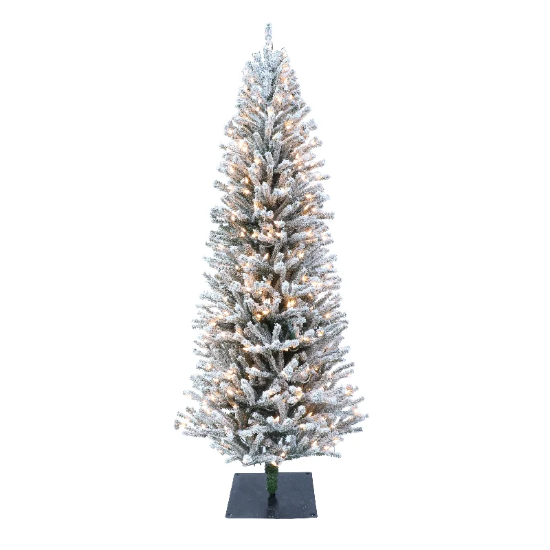 Christmas Joy Pre-Lit 6' Flocked Fir Artificial Christmas Tree with Pines Cones and 300 Lights, Green Christmas Joy Pre-Lit 6' Flocked Fir Artificial Christmas Tree with Pines Cones and 300 Lights, Green