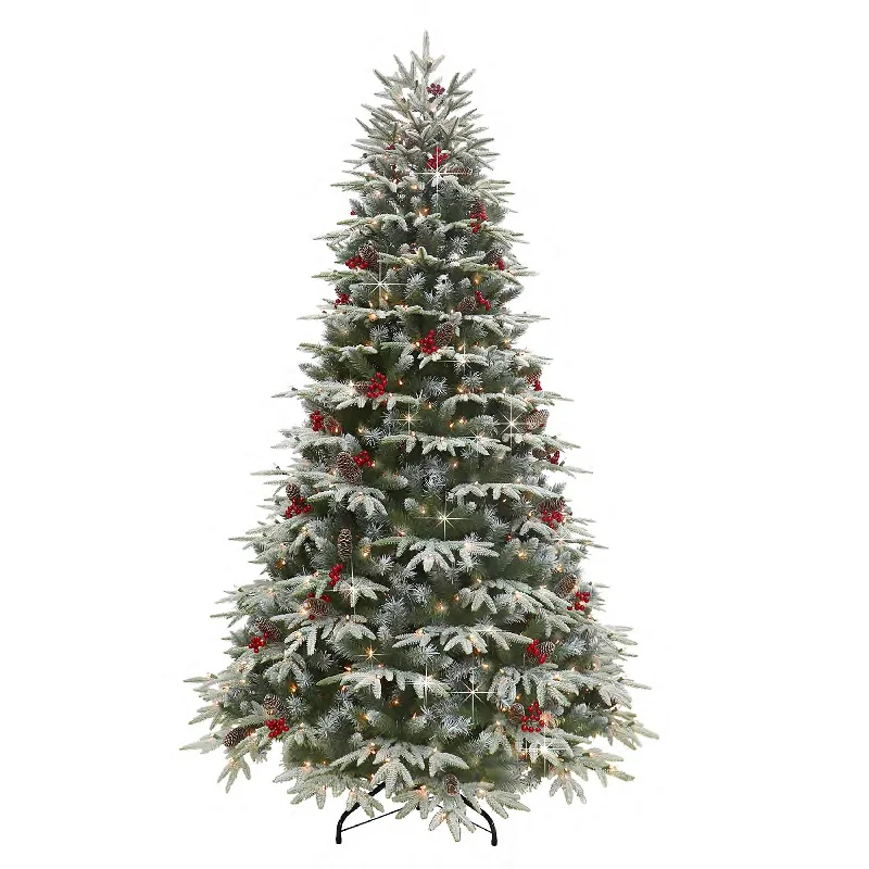 Christmas Wishes Pre-Lit 7.5' Flocked Halifax Fir Artificial Christmas Tree with 700 Lights, Green Christmas Wishes Pre-Lit 7.5' Flocked Halifax Fir Artificial Christmas Tree with 700 Lights, Green