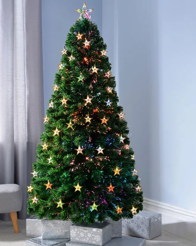 Christmas Fireplace Decor Pre-Lit Fibre Optic Christmas Tree with Tree Topper, 5 ft