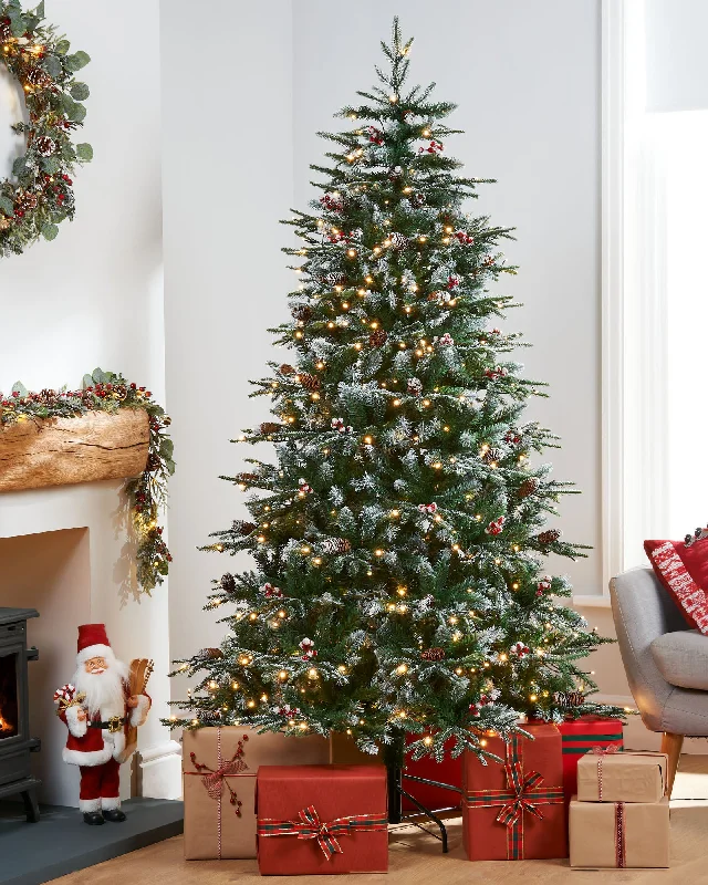 Christmas Holiday Street Decorations Pre-Lit Snow Flocked Norwegian Spruce Christmas Tree, 7 ft Christmas Holiday Street Decorations Pre-Lit Snow Flocked Norwegian Spruce Christmas Tree, 7 ft