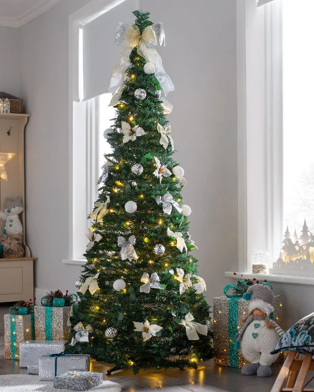 Christmas Traditional Holiday Feasts Pre-Lit Pop-Up Decorated Christmas Tree, White, 6 ft Christmas Traditional Holiday Feasts Pre-Lit Pop-Up Decorated Christmas Tree, White, 6 ft