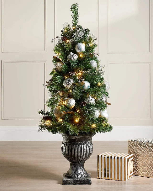 Pre-Lit Decorated Christmas Tree, 4 ft