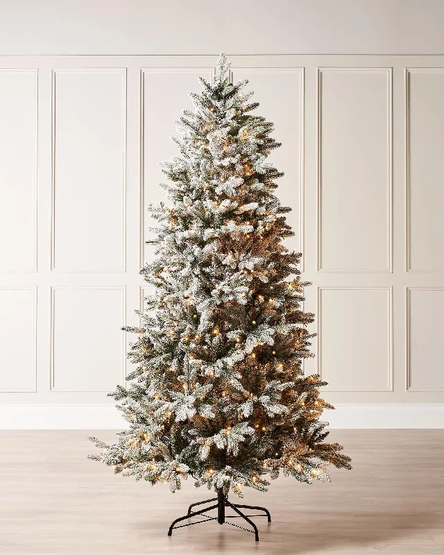 Cozy Christmas Pre-Lit Slim Snow Flocked Christmas Tree, 5 ft
