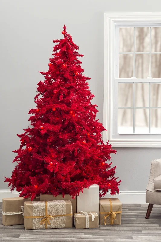 Christmas Wishes Prelit Ruby Red Christmas Tree with Small & Large Lights