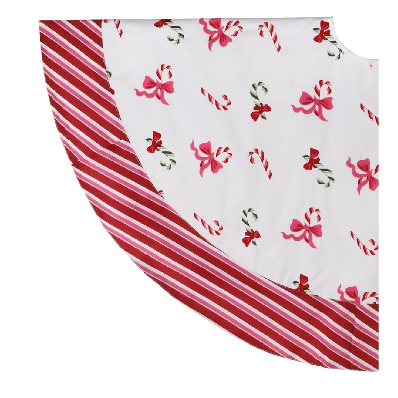 Red and White Canvas Candy Cane Tree Skirt