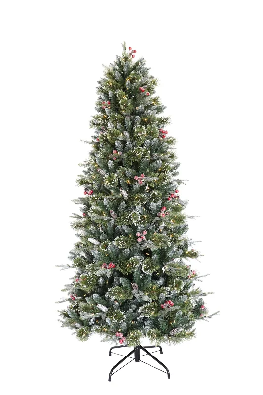 Christmas Spirit Puleo 7.5ft Pre-lit Berry Spruce Slim Frosted Life Like Artificial Christmas Tree Christmas Spirit Puleo 7.5ft Pre-lit Berry Spruce Slim Frosted Life Like Artificial Christmas Tree
