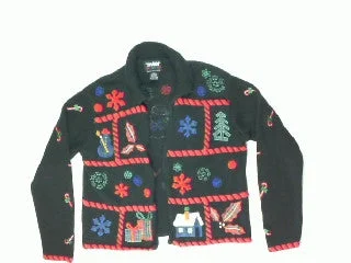 Christmas Twinkling Festive Lights Pulled Together By Plaid-X Small Christmas Sweater