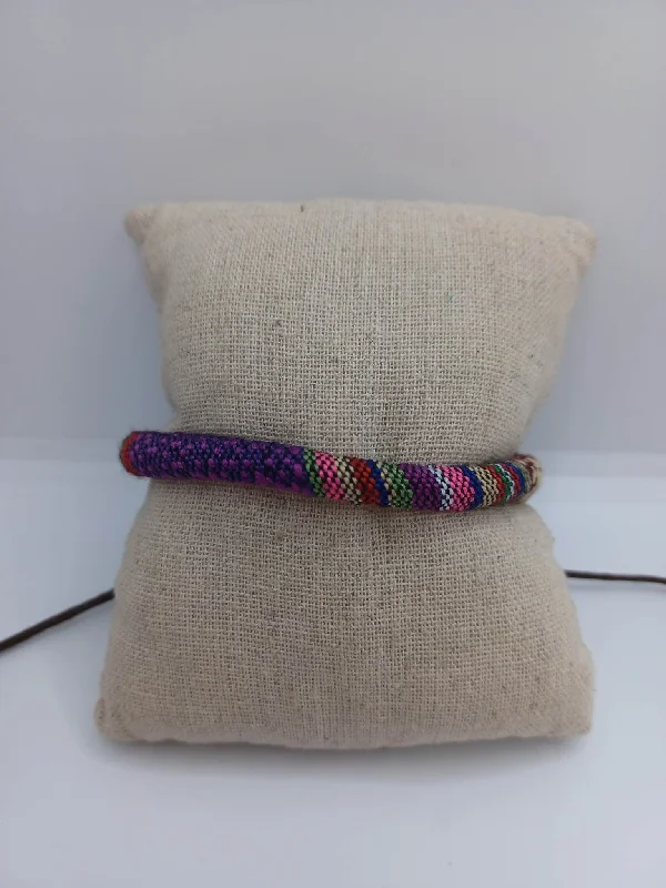 Christmas Crackling Wood Fire Purple, Brown, & Multicolored Woven Bracelet