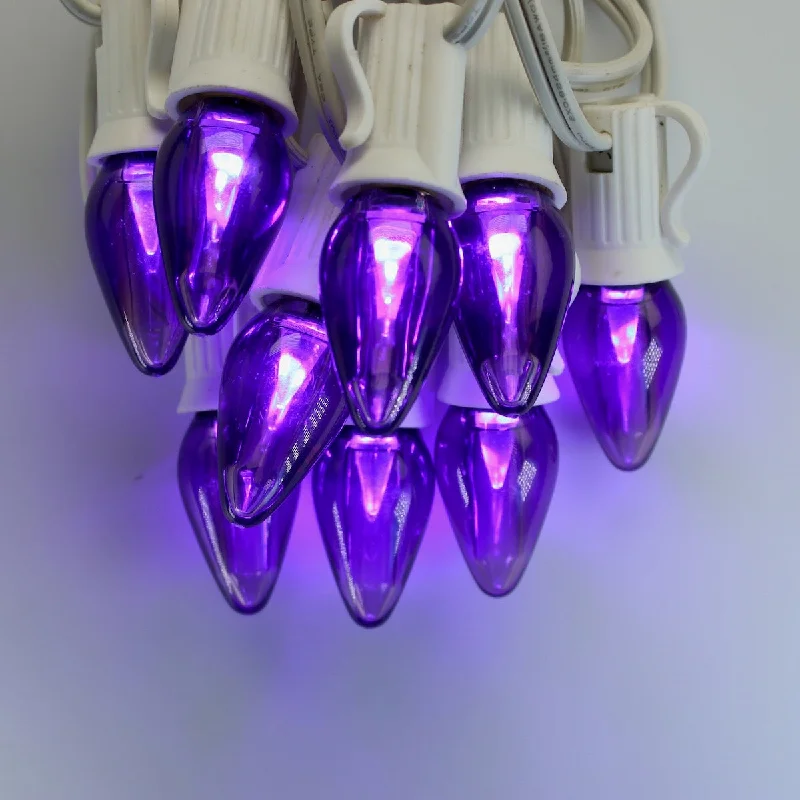Holiday Lights C7 Purple Smooth LED Bulbs E12 Bases (SMD) (25 Pack)