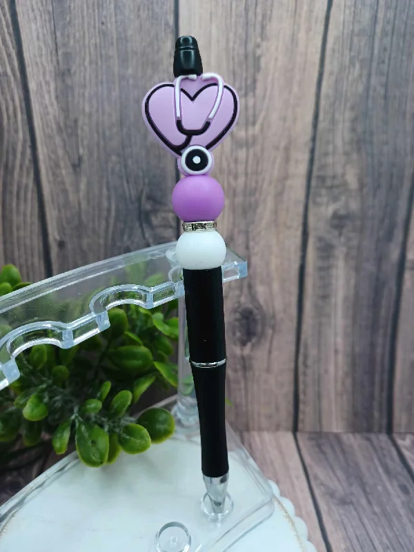 Christmas Festive Candle Arrangements Purple Stethoscope Beaded Ink Pen