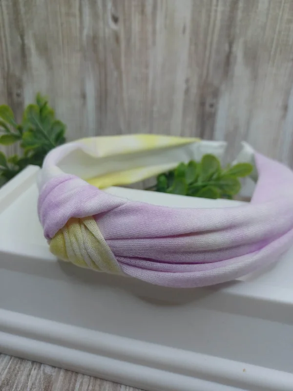 Christmas Icy Wonderland Purple & Yellow Tie Dye Top Knot Headband