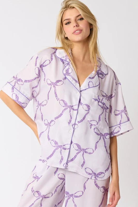 Christmas Peaceful Holiday Nights Sweet Dreams Purple Pajama Top