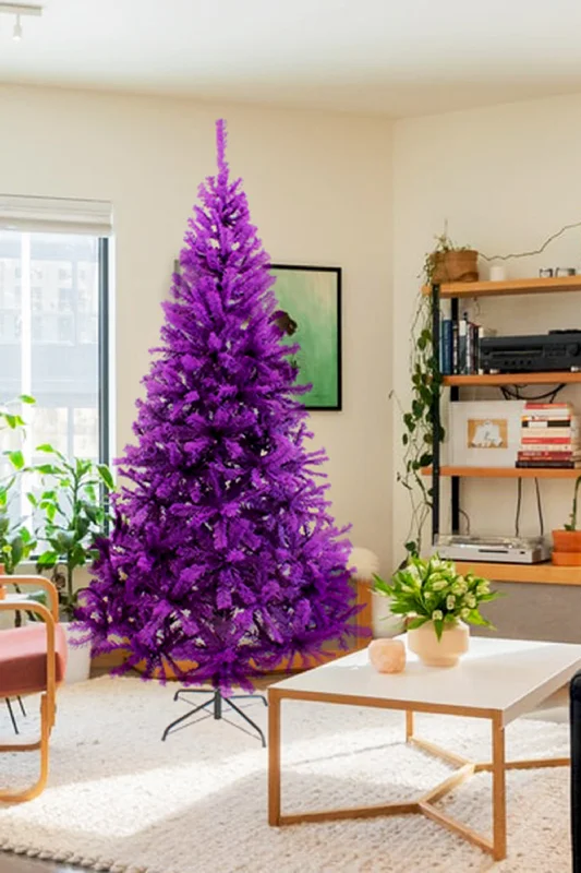 Christmas Snowy Mountains Purple Canadian Pine Christmas Tree