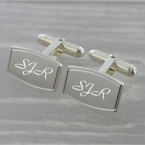 Christmas Midnight Fun Rectangle Swivel Solid Silver Cufflinks 9186