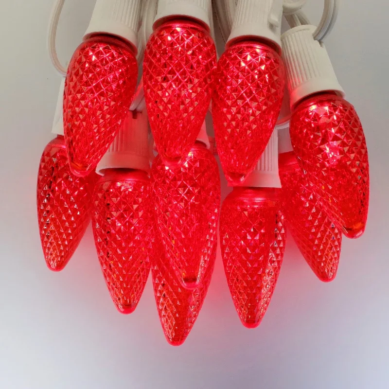 Christmas Festive Night Lights C9 Red Twinkle LED Bulbs E17 Bases (25 Pack)