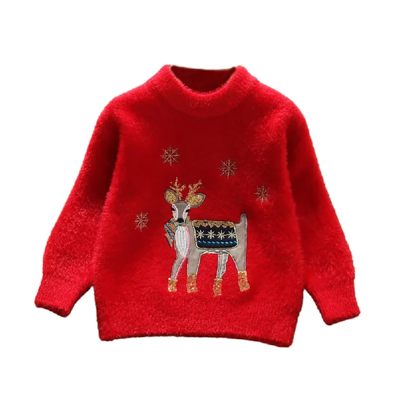 Christmas Peaceful Holiday Mornings Red Decked Reindeer Warmer Cardigan & Christmas Sweater for toddlers & Kids