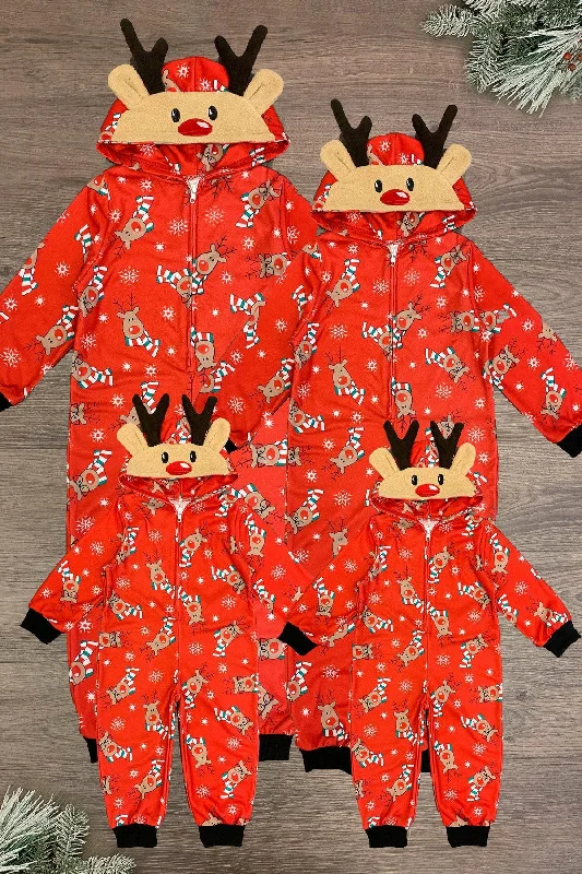 Red Reindeer Family Onesie Pajamas- AND PET BANDANA!