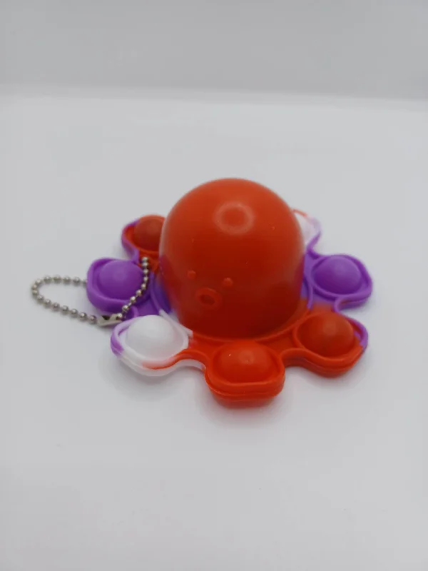 Christmas Cozy Warm Blankets Red w/ Purple & White Octopus Pop-it Keychain