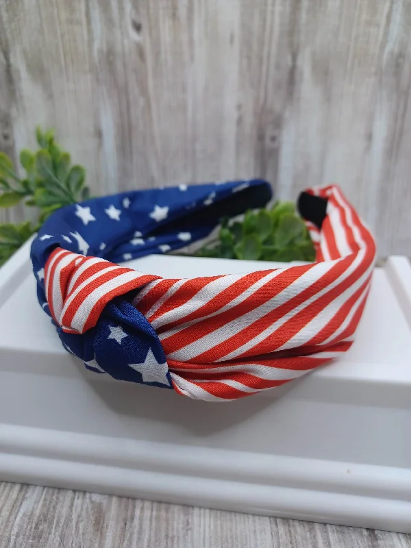 Christmas Cozy Holiday Magic Red, White, & Blue American Flag Top Not Headband