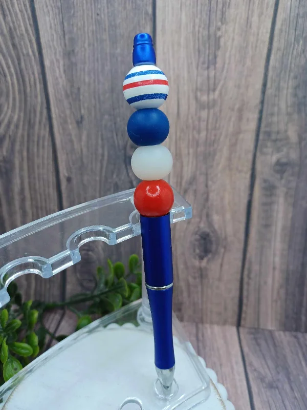 Christmas Cozy Indoor Fireplace Red, White, Blue Beaded Ink Pen - Stripes, Blue, White, Red Beading Christmas Cozy Indoor Fireplace Red, White, Blue Beaded Ink Pen - Stripes, Blue, White, Red Beading