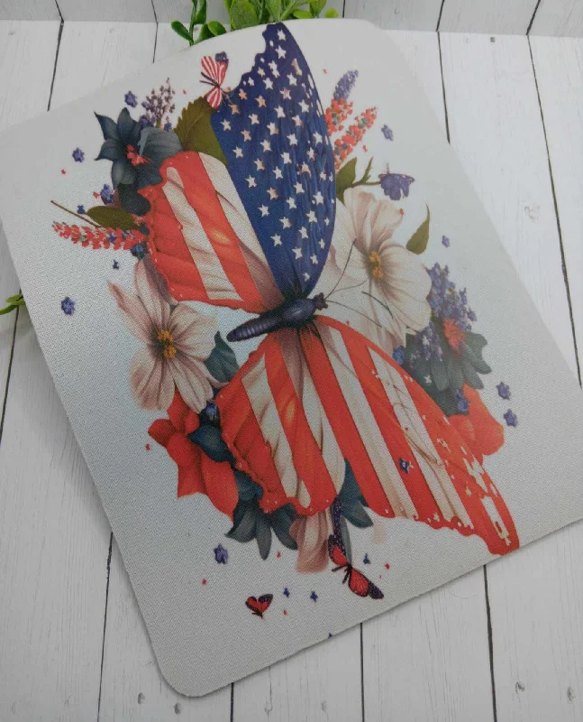 Christmas Magical Holiday Atmosphere Red White Blue Striped Butterfly Floral Mouse pad Christmas Magical Holiday Atmosphere Red White Blue Striped Butterfly Floral Mouse pad