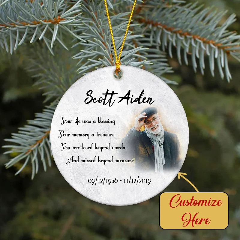 Remembrance Circle Ornament with Picture - Personalized Memorial Ornament Sympathy Gift Remembrance Gift for Deceased Father Mother The Loved One in Heaven In Memory Ornament - JOR59 Remembrance Circle Ornament with Picture - Personalized Memorial Ornament Sympathy Gift Remembrance Gift for Deceased Father Mother The Loved One in Heaven In Memory Ornament - JOR59