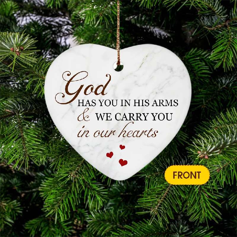 Remembrance Heart Ornament - We Carry You In Our Hearts 2 Sided Memorial Ornament Personalized Sympathy Gift for Loss of Father Mother In Memory of Loved One in Heaven - JOR54 Remembrance Heart Ornament - We Carry You In Our Hearts 2 Sided Memorial Ornament Personalized Sympathy Gift for Loss of Father Mother In Memory of Loved One in Heaven - JOR54