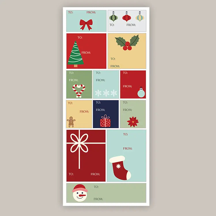 Retro Christmas Doodle Tags (Sticker Sheet)