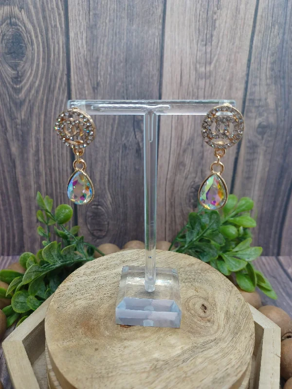 Holiday Season Rhinstone Earrings w/ Mermaid Teardrop Dangle