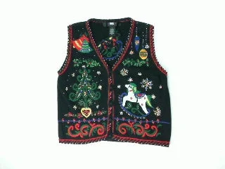 Christmas Sparkly Fairy Lights Rockin Round the Christmas Tree-Small Christmas Sweater