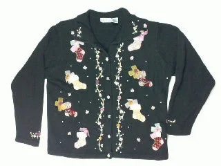 Christmas Wishes Roses and Bows On Your Stockings-Large Christmas Sweater