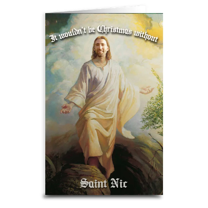Christmas Glowing Christmas Stars Saint Nicolas Cage Christmas Card