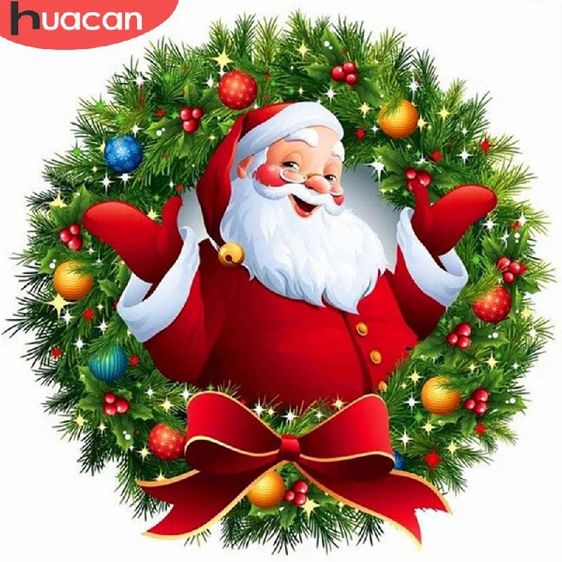 Christmas Celebration Santa Claus Diamond Embroidery Christmas Wreath Painting