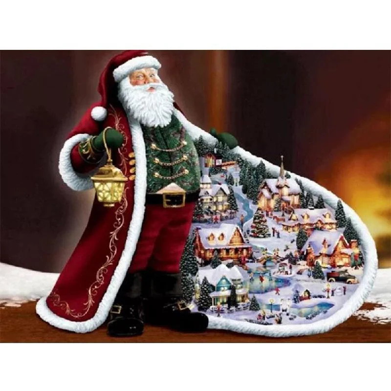 Holiday Fun Santa Claus Paintings With Rhinestones Diamond Embroidery