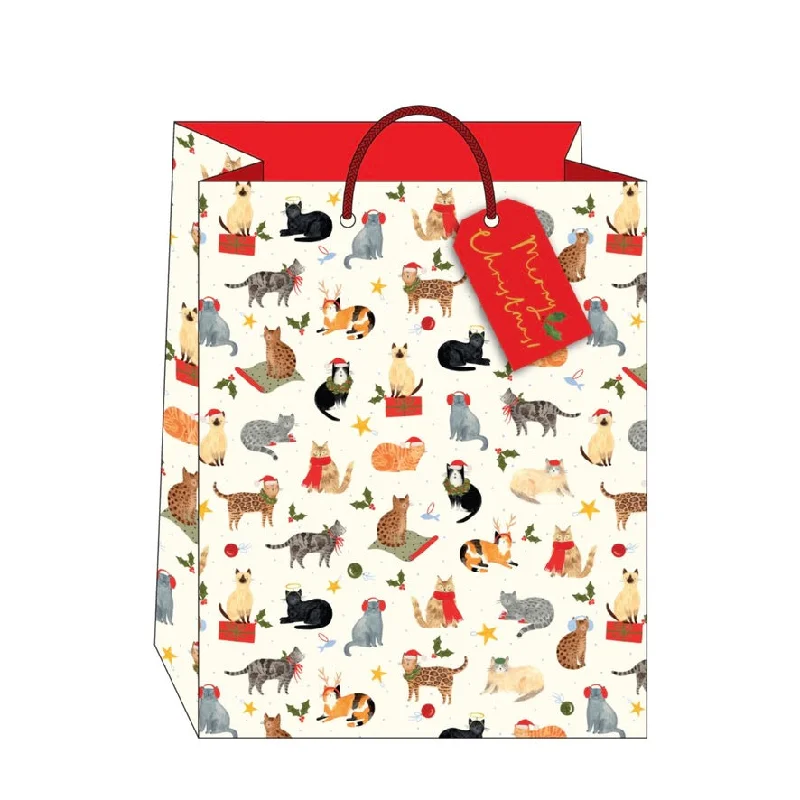 Santa Paws Cats Large Christmas Gift Bag