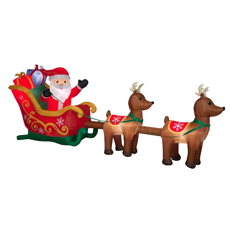 Holiday Cheer 12.5 ft. Inflatable Santa in Sleigh with Reindeer