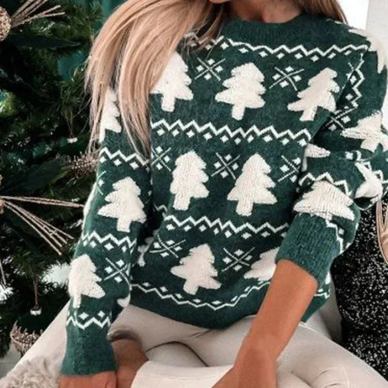 Christmas Snow Globe Decorations Santa Tree 3D Print Christmas Sweater - Warm Thick Long Sleeve Pullover