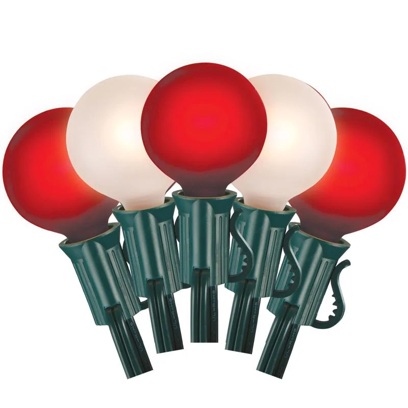 Christmas Holiday Fun Celebrations Incandescent G40 Globe Red/White 25 ct String Christmas Lights 24 ft.