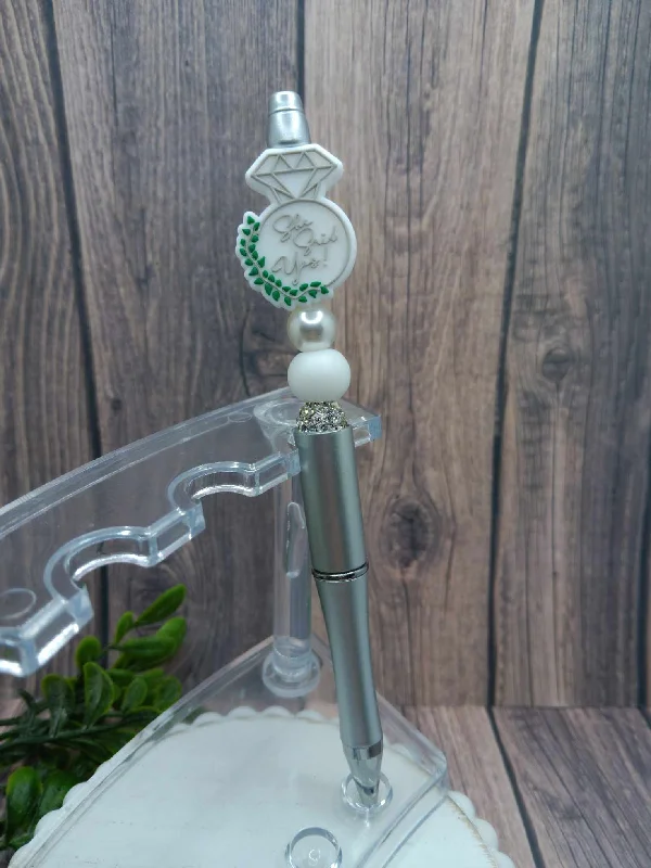 Christmas Songs She Said Yes Beaded Ink Pen - Silver