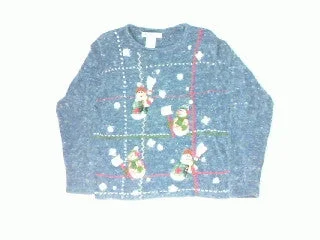 Christmas Festive Snowmen Shoveling Snowmen-Small Christmas Sweater