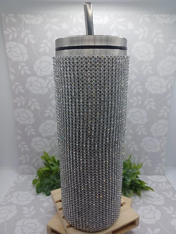 Christmas Pajamas Silver 20 oz. Rhinestone Tumbler