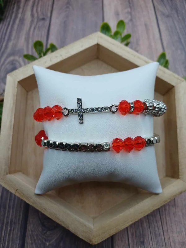 Christmas Snowflake Magic Silver & Black Cross Bracelet Set