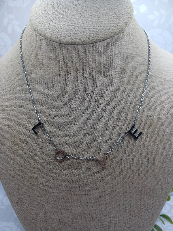 Christmas Songs Silver L O V E Necklace