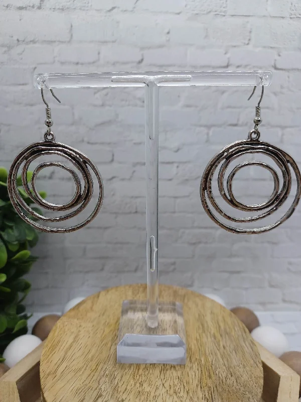 Christmas Festive Candle Arrangements Silver Layered Circle Earrings