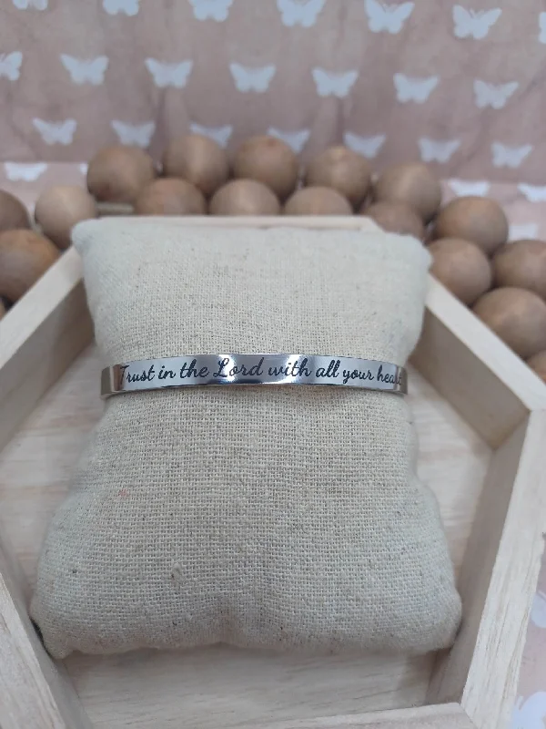 Christmas Gift Wrapping Fun Silver Trust in the Lord w/ all of your Heart Bracelet