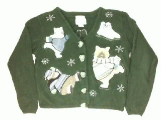 Christmas Dinner Skatin Cats- Small Christmas Sweater
