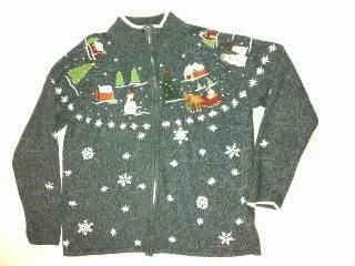 Christmas Winter Scenery Sledding In The Countryside-Large Christmas Sweater