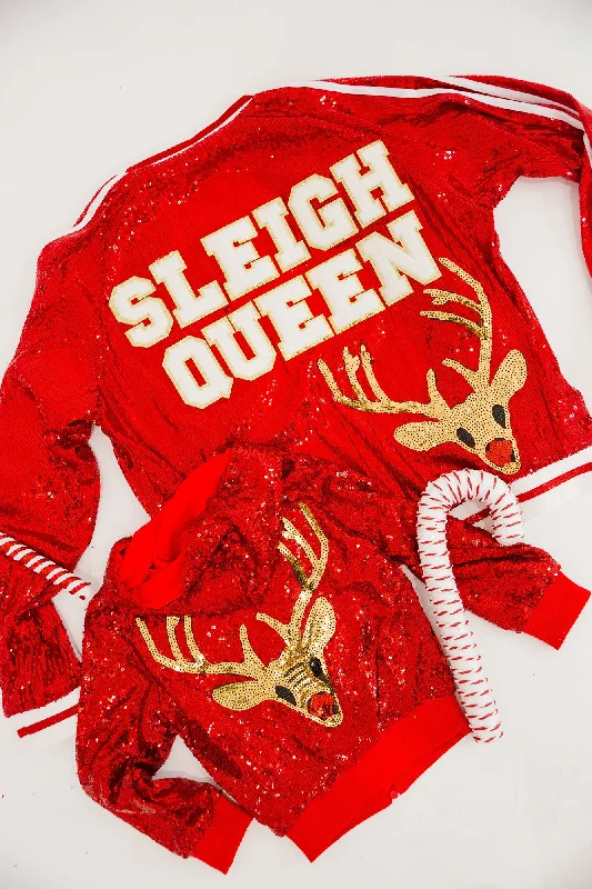 Christmas Magical Holiday Atmosphere SLEIGH QUEEN RED SEQUIN JACKET